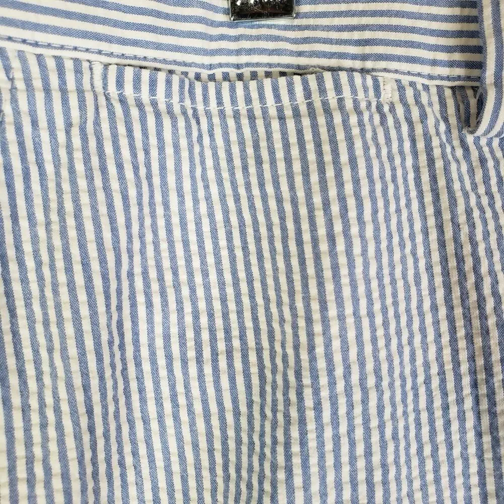 Polo Ralph Lauren Shorts Mens 36 Blue Seersucker Pleated Striped Summer Preppy